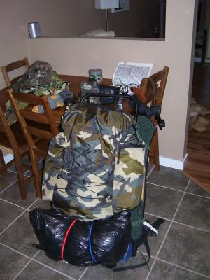 External frame pack before commencing on a back pack hunting trip.